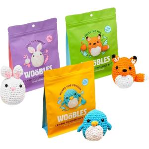 imageThe Woobles Beginners Crochet Kit with Easy Peasy Yarn as seen on Shark Tank Bundle  with StepbyStep Video Tutorials  Pierre The Penguin and Felix The Fox and JoJo The Bunny