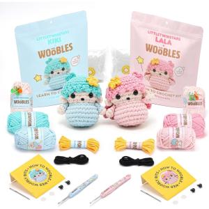 imageThe Woobles Hello Kitty Beginners Crochet Kit with Easy Peasy Yarn as seen on Shark Tank Bundle  with StepbyStep Video Tutorials  Little Twinstars Lala and Kiki