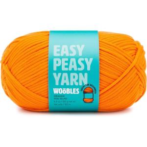 imageWoobles Easy Peasy Yarn for Beginners with EasytoSee Stitches  Crochet ampamp Knitting Yarn  Worsted Medium 4  CottonNylon BlendOrange You Glad