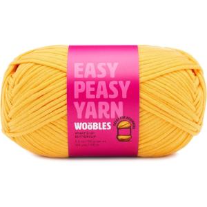 imageWoobles Easy Peasy Yarn for Beginners with EasytoSee Stitches  Crochet ampamp Knitting Yarn  Worsted Medium 4  CottonNylon BlendWhats Up Buttercup