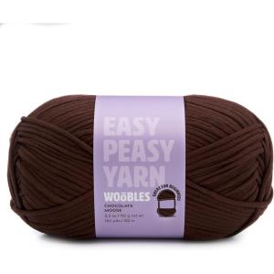 imageWoobles Easy Peasy Yarn for Beginners with EasytoSee Stitches  Crochet ampamp Knitting Yarn  Worsted Medium 4  CottonNylon BlendChocolate Moose